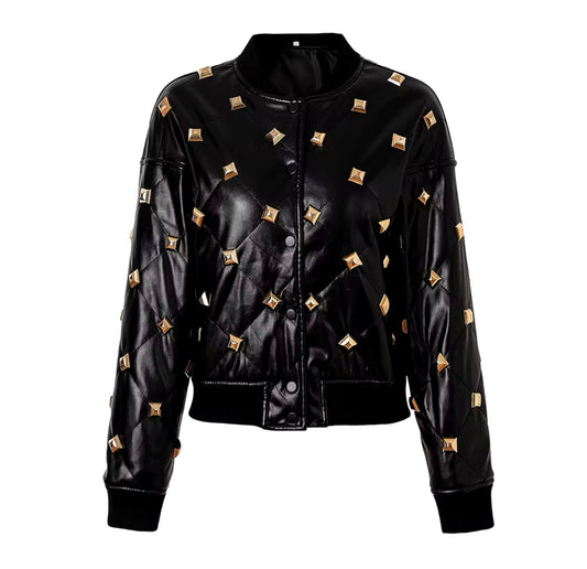 DIAMOND QUILTED PRESS STUDS JACKET