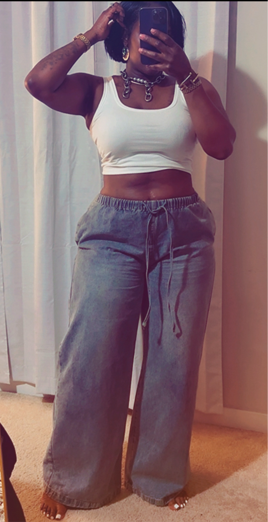 Drawstring denim