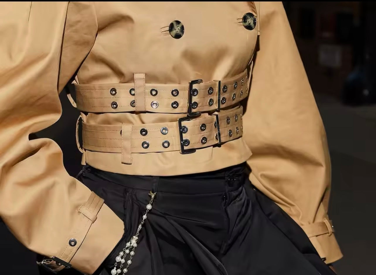 Camel Trench Jacket Crop