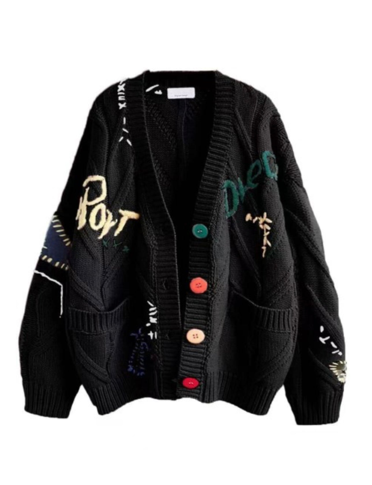 Graphic black cardigan