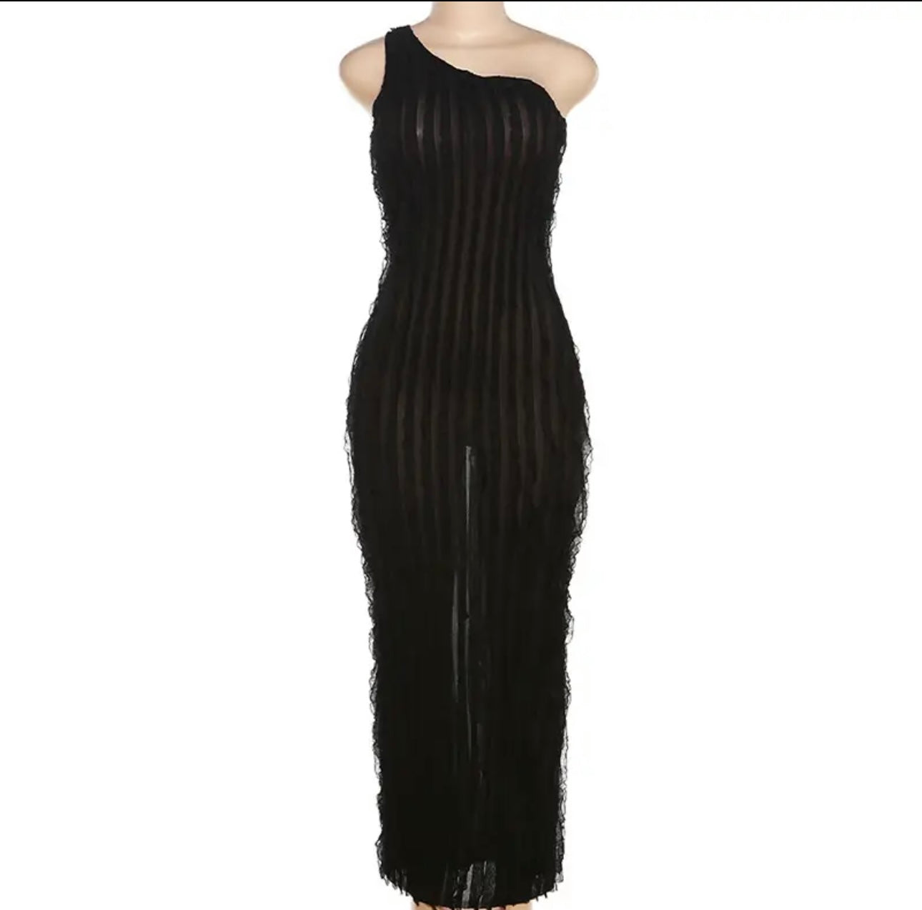BLACK DELILAH RIPPLE EFFECT SEAMLESS MAXI DRESS