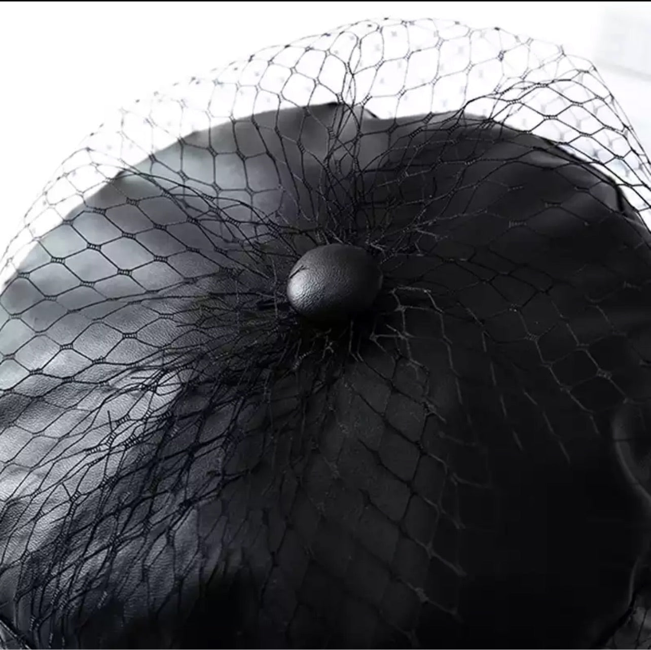 Netted leather Hat