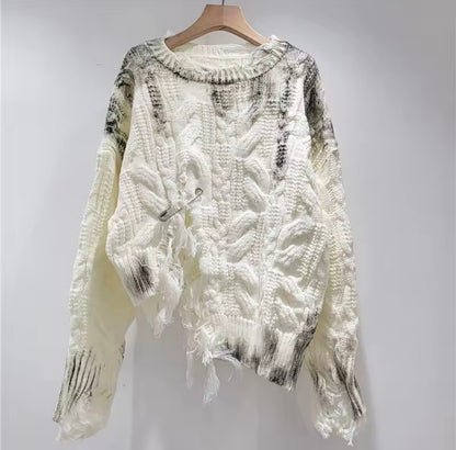 Shredded Chic Distressed Knit Sweater
