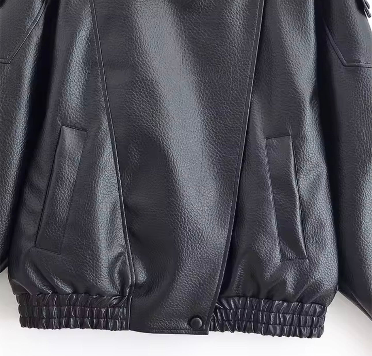 Faux leather button-up jacket