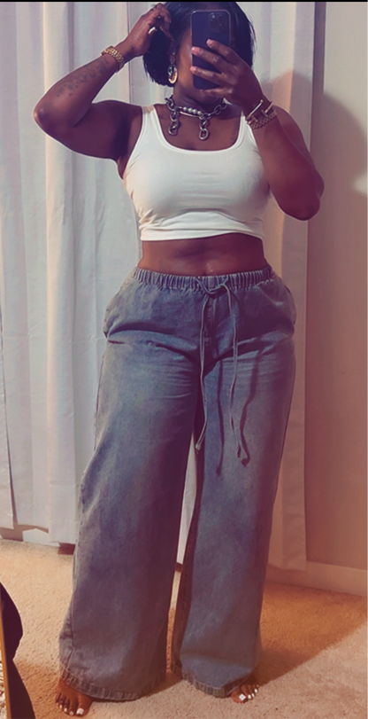 Drawstring denim