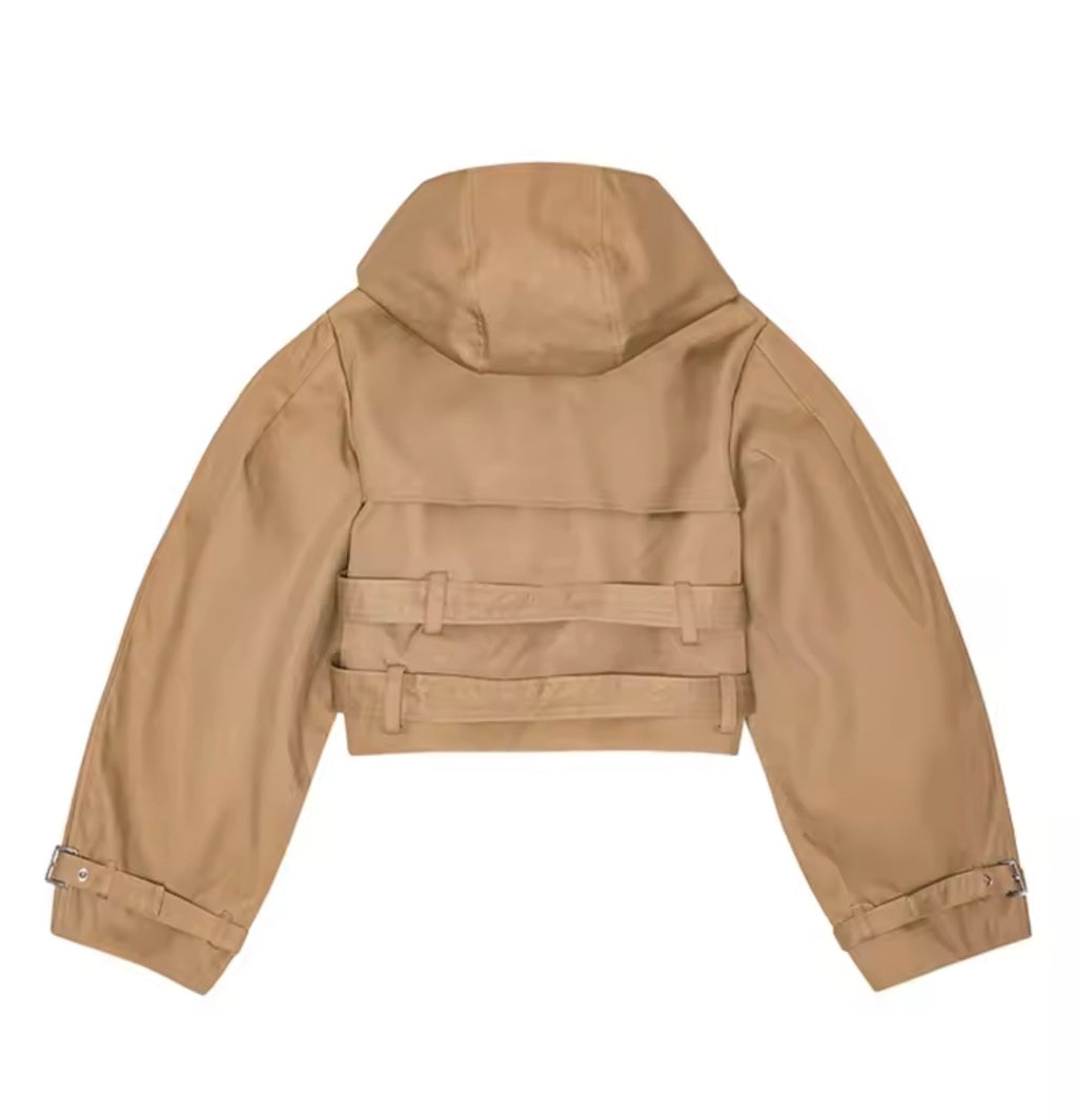 Camel Trench Jacket Crop
