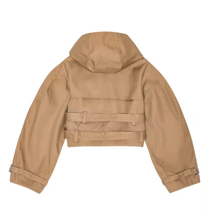 Camel Trench Jacket Crop