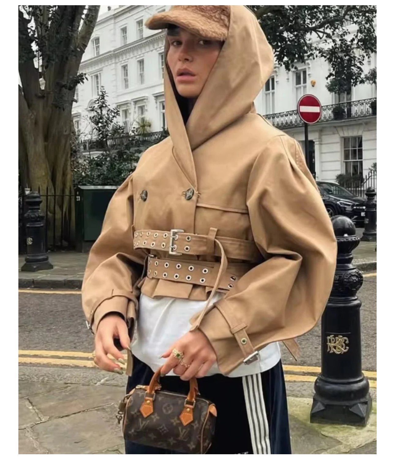 Camel Trench Jacket Crop