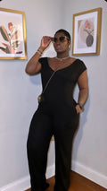 Black Flowy Wide Leg Knit Jumpsuit