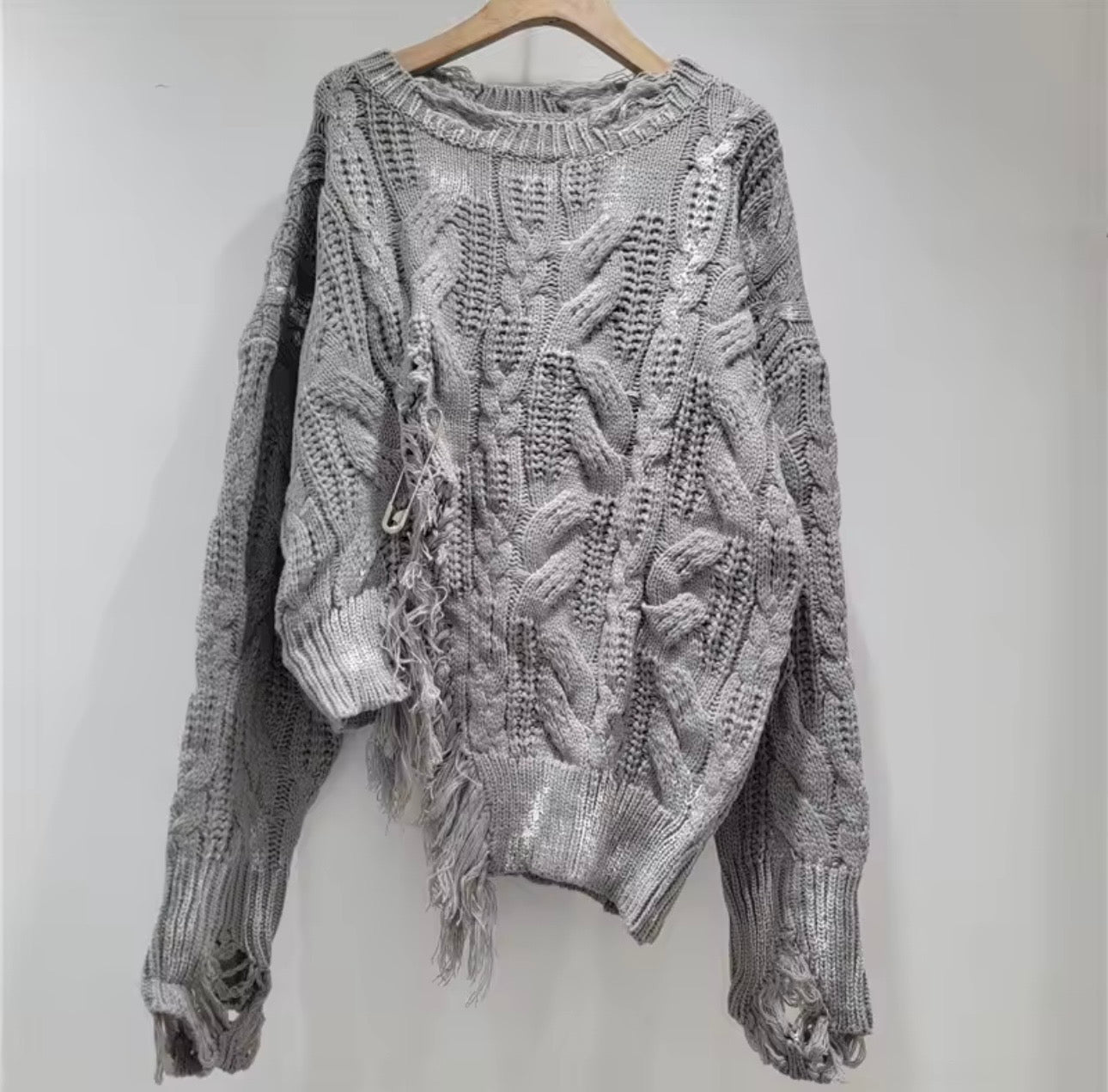 Shredded Chic Distressed Knit Sweater