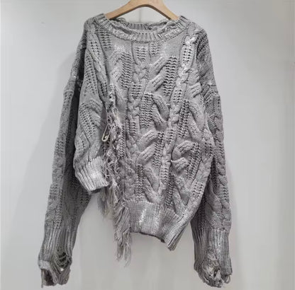 Shredded Chic Distressed Knit Sweater