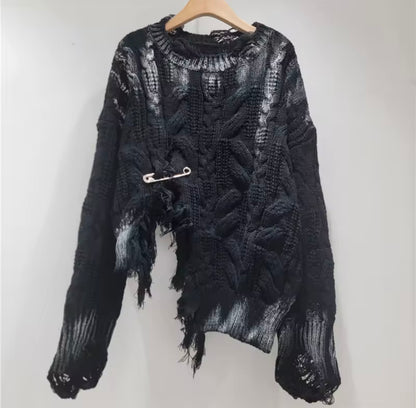 Shredded Chic Distressed Knit Sweater