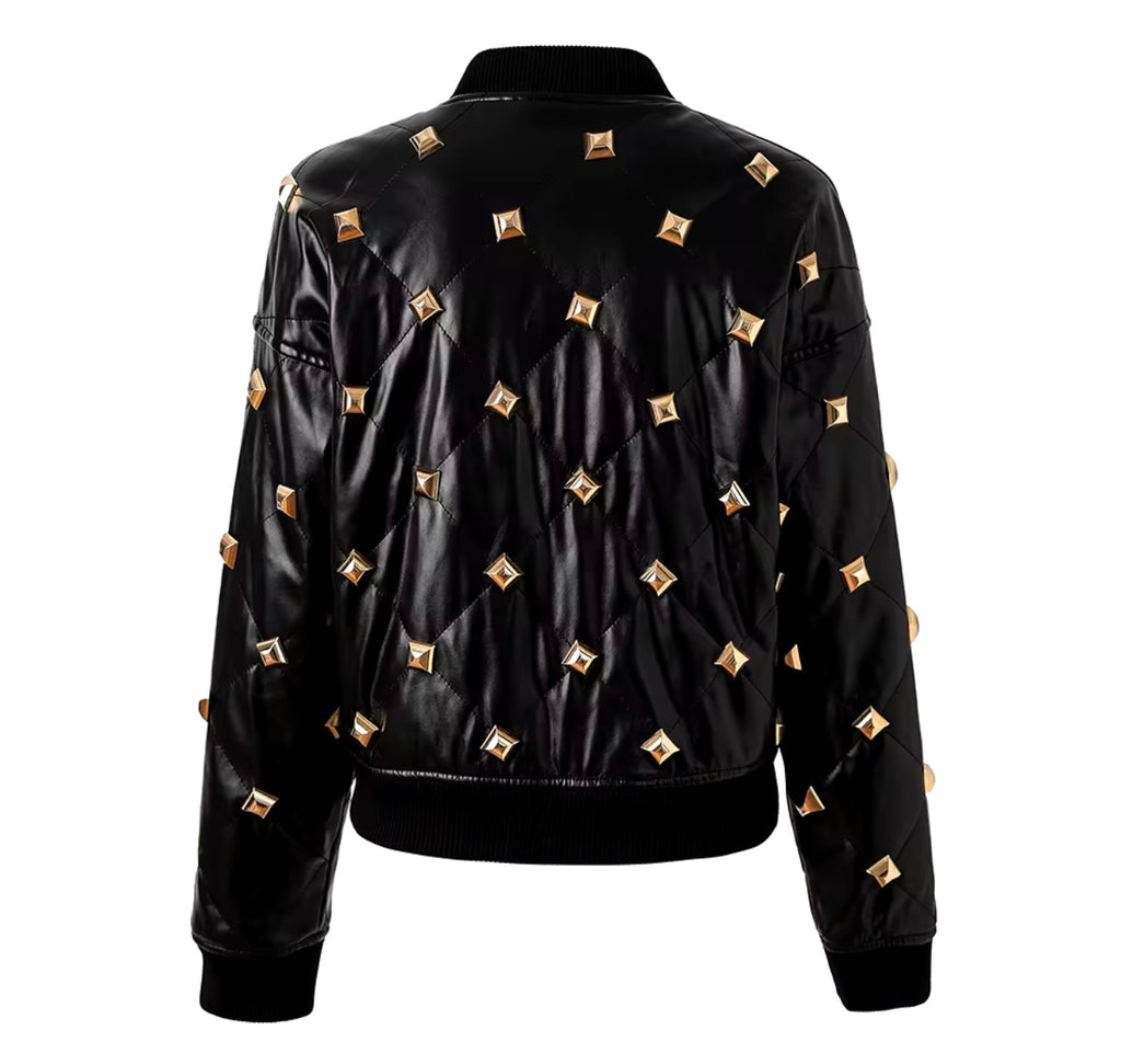 DIAMOND QUILTED PRESS STUDS JACKET