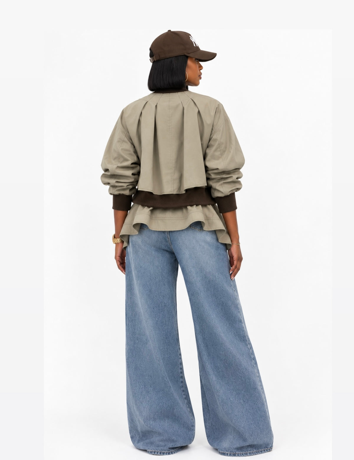 Pleated Bomber Jacket