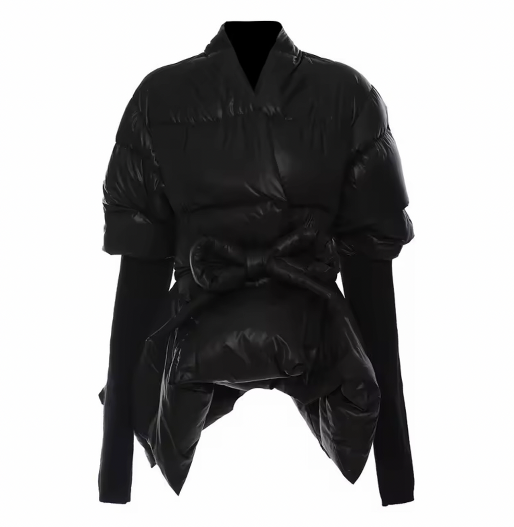 Peplum belted puffer jacket