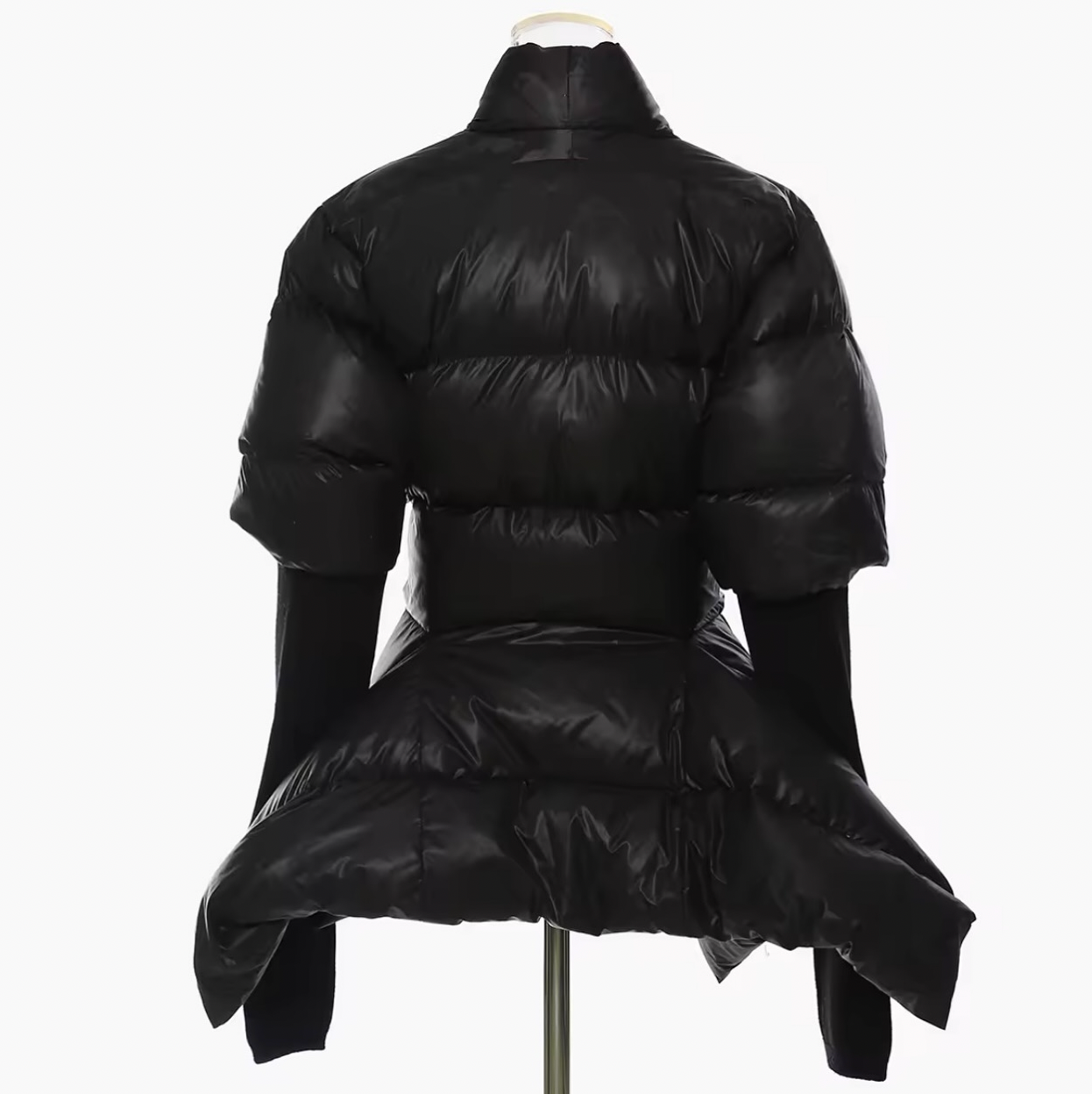 Peplum belted puffer jacket