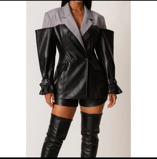 Power Play Leather Blazer