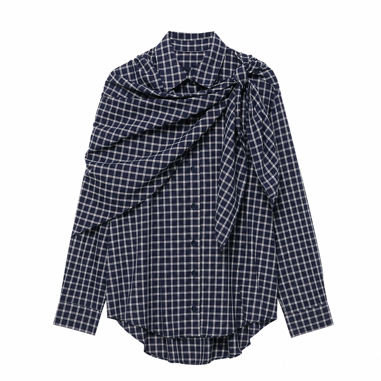 Draped Plaid Shirt
