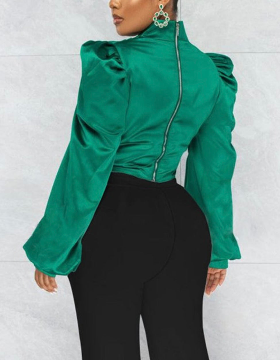 Emerald Cuff Ruffle Top