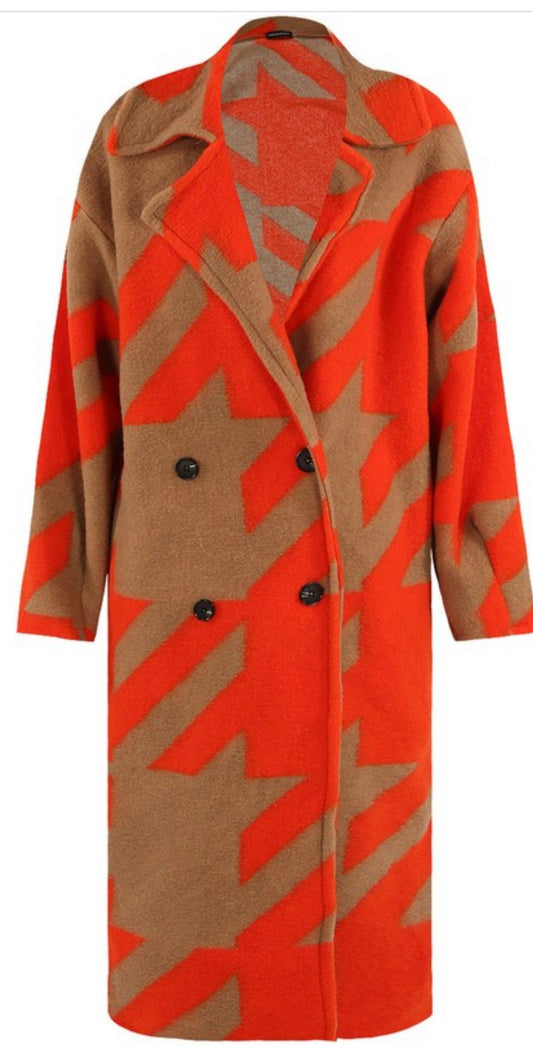 OVERSIZED DOGTOOTH WOOL LOOK COAT