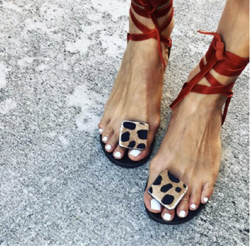 Cheetah strap up sandals