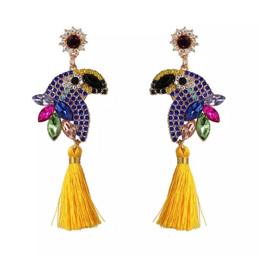 Birds Fringed Drop Earring