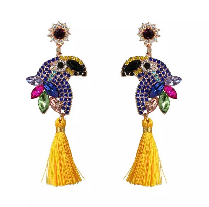 Birds Fringed Drop Earring