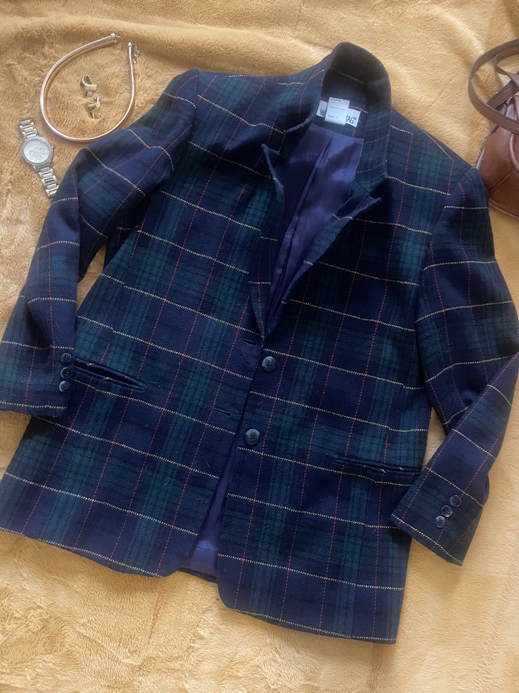PLAID PRINT BLAZER