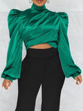 Emerald Cuff Ruffle Top