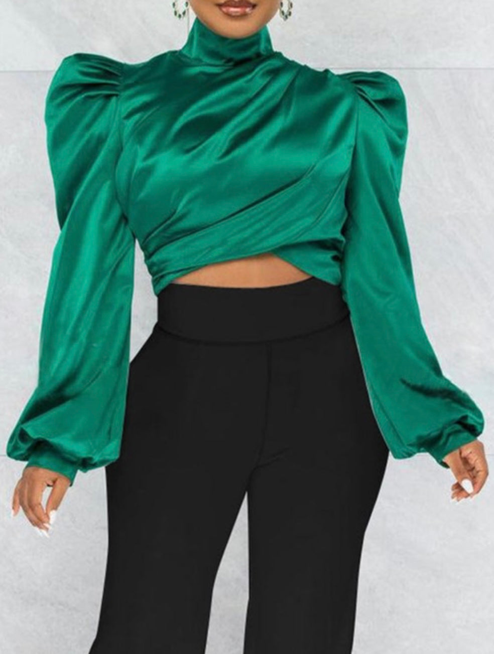 Emerald Cuff Ruffle Top
