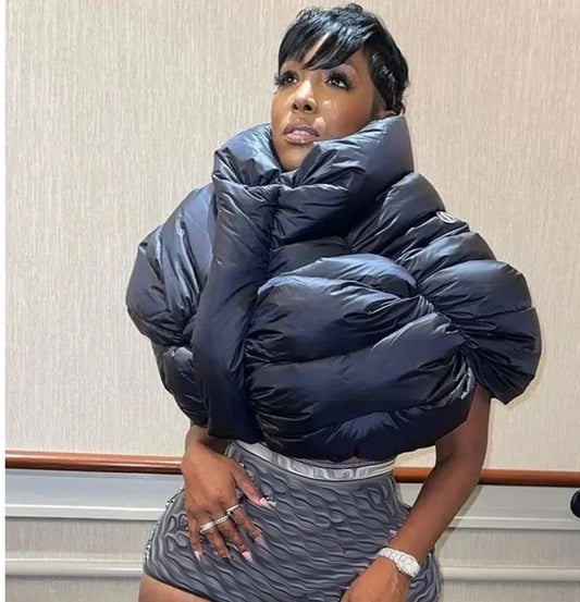COTTON PADDED PUFFER NAVY COAT